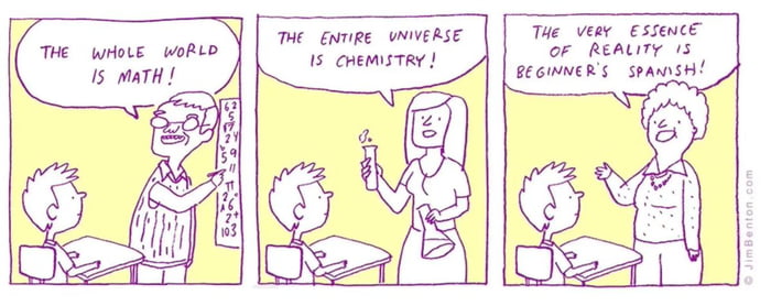 Krótki pasek humorystyczny pokazujący konsekwencje zbytniego podnoszenia rangi swoich zainteresowań